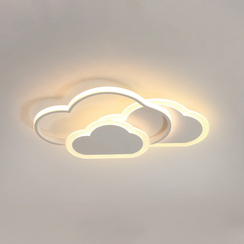 Cartoon LED Flush Ceiling Light - Acrylic Cloudy, White/Pink, Warm/White Light - Perfect for Bedroom - 16.5"/20.5" Wide