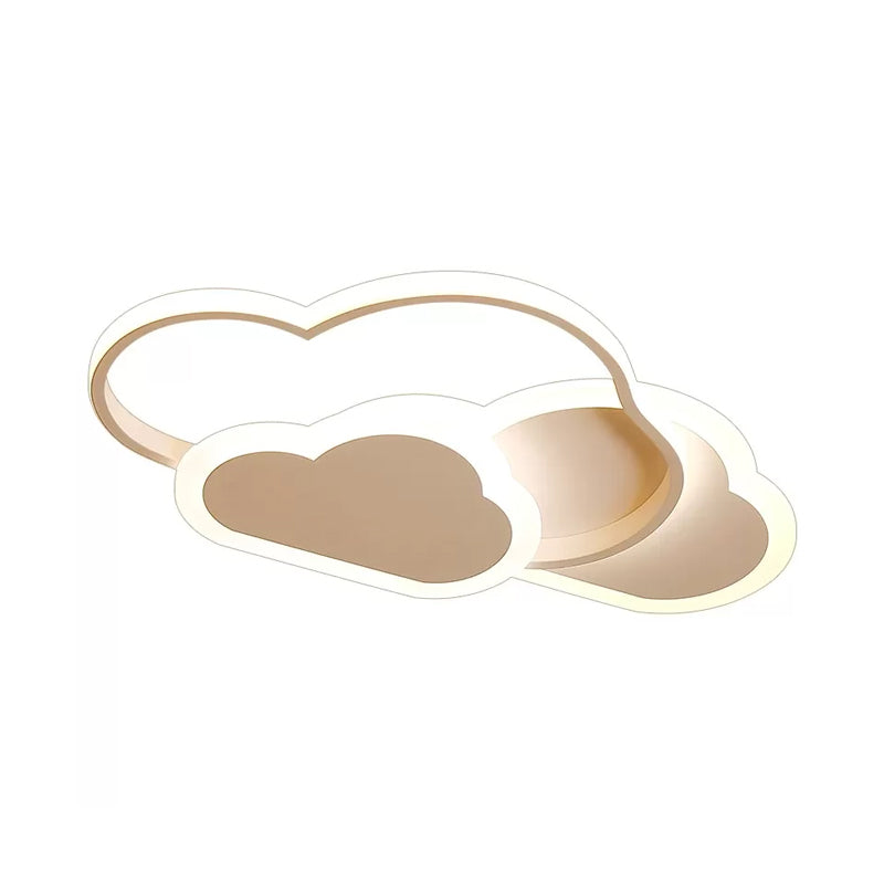 Cartoon LED Flush Ceiling Light - Acrylic Cloudy, White/Pink, Warm/White Light - Perfect for Bedroom - 16.5"/20.5" Wide