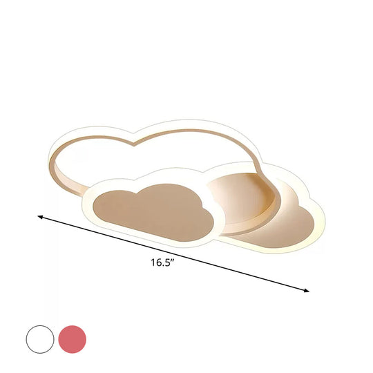 Cartoon LED Flush Ceiling Light - Acrylic Cloudy, White/Pink, Warm/White Light - Perfect for Bedroom - 16.5"/20.5" Wide