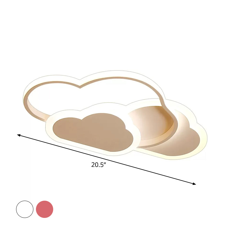 Cartoon LED Flush Ceiling Light - Acrylic Cloudy, White/Pink, Warm/White Light - Perfect for Bedroom - 16.5"/20.5" Wide