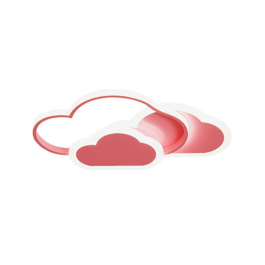 Cartoon LED Flush Ceiling Light - Acrylic Cloudy, White/Pink, Warm/White Light - Perfect for Bedroom - 16.5"/20.5" Wide