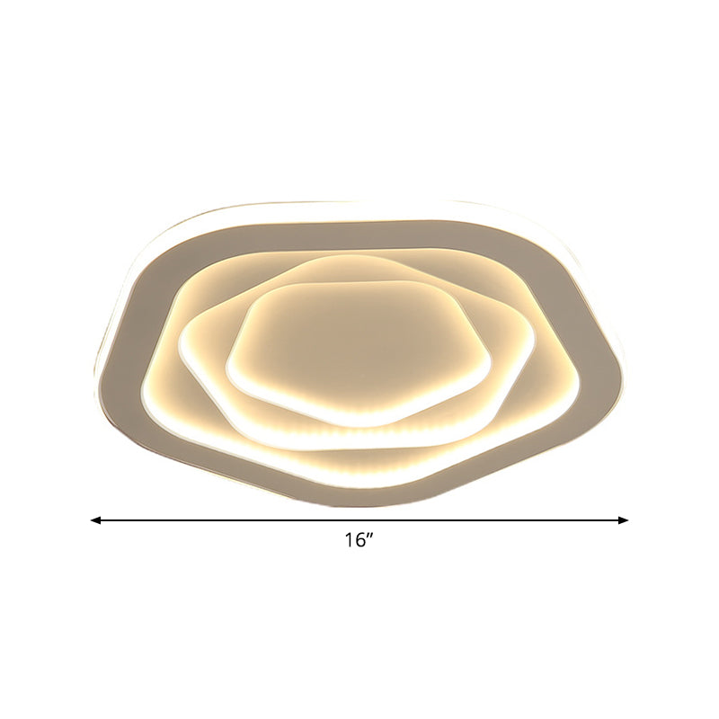 LED White Flush Mount Ceiling Lamp with Modern Acrylic Shade - 16"/19.5" for Bedroom