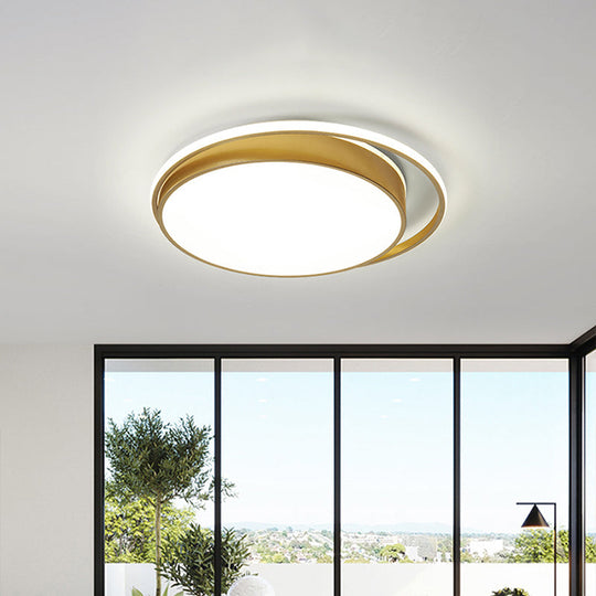 Minimalistic Gold LED Ceiling Fixture with Flush Mount, Acrylic Frame, 18"/21.5" Wide