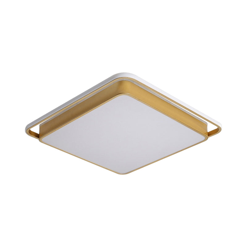 Minimalistic Gold LED Ceiling Fixture with Flush Mount, Acrylic Frame, 18"/21.5" Wide