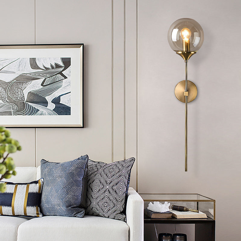 Postmodern Clear/Amber/Smoke Grey Glass Single Brass Wall Lamp