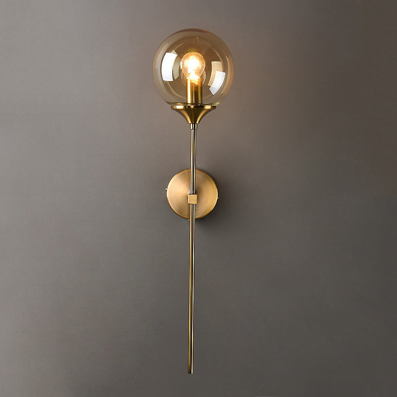 Postmodern Clear/Amber/Smoke Grey Glass Single Brass Wall Lamp