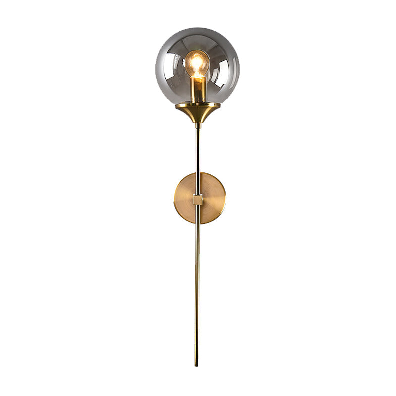 Postmodern Clear/Amber/Smoke Grey Glass Single Brass Wall Lamp