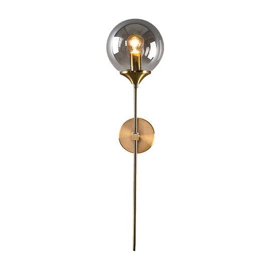 Postmodern Clear/Amber/Smoke Grey Glass Single Brass Wall Lamp