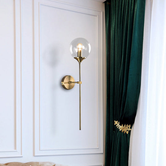 Postmodern Clear/Amber/Smoke Grey Glass Single Brass Wall Lamp