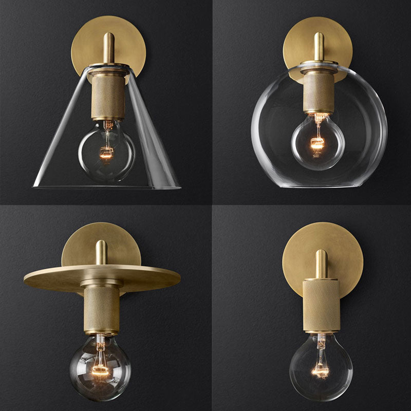 Minimalist Bronze Wall Sconce with Glass Shade Options