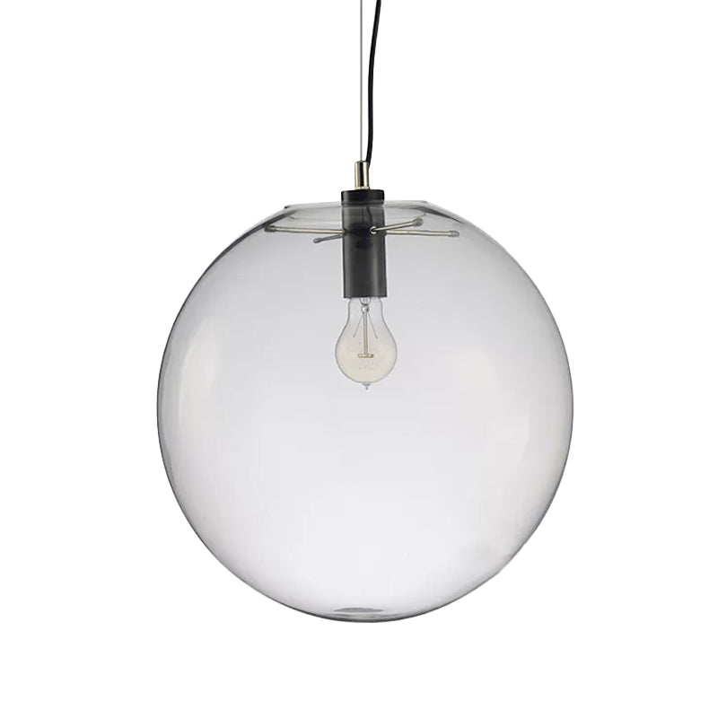 Simplicity Black Single-Bulb Cafe Pendant Lamp - 8"/10"/12" W - Clear Glass Shade