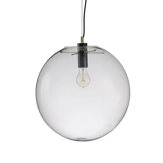Simplicity Black Single-Bulb Cafe Pendant Lamp - 8"/10"/12" W - Clear Glass Shade