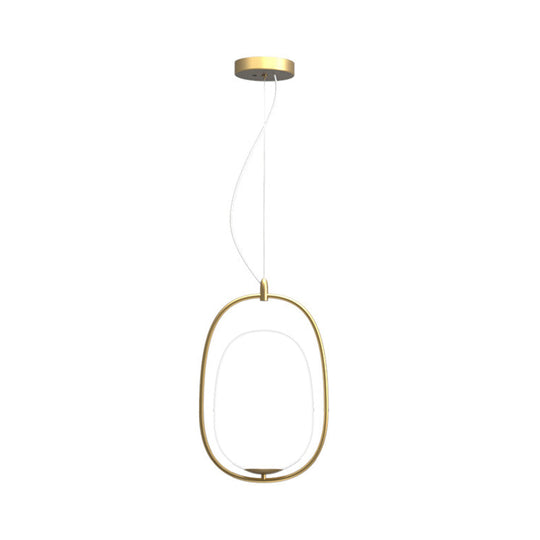 Postmodern Gold Cocoon Pendant Lamp with Frame and Glass Shade – Single Ceiling Hang Light, Warm/White/3 Color Options