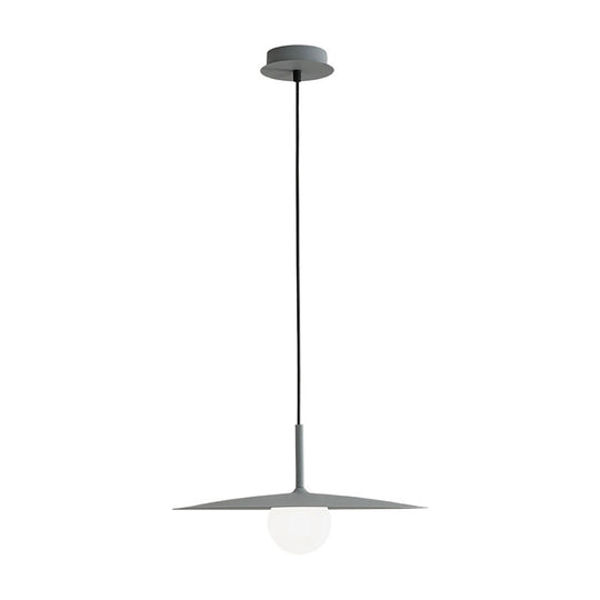 Modern Nordic Hanging Pendant Light with Milk Glass Shade - Single Bulb Ceiling Fixture in Black/Grey/White, 10"/12.5" Width