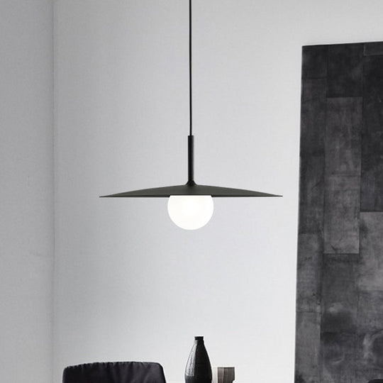 Modern Nordic Hanging Pendant Light with Milk Glass Shade - Single Bulb Ceiling Fixture in Black/Grey/White, 10"/12.5" Width
