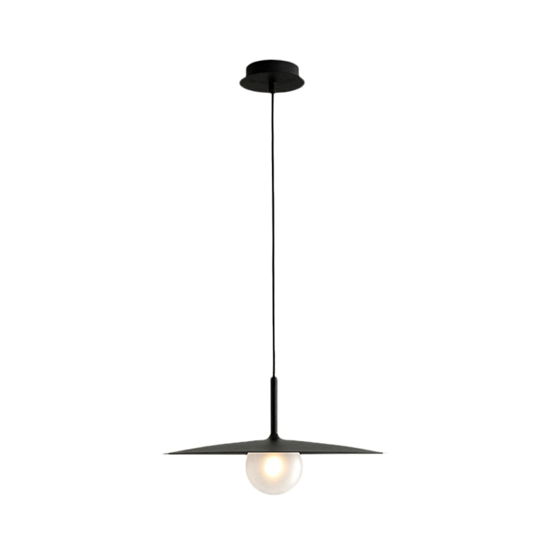 Modern Nordic Hanging Pendant Light with Milk Glass Shade - Single Bulb Ceiling Fixture in Black/Grey/White, 10"/12.5" Width