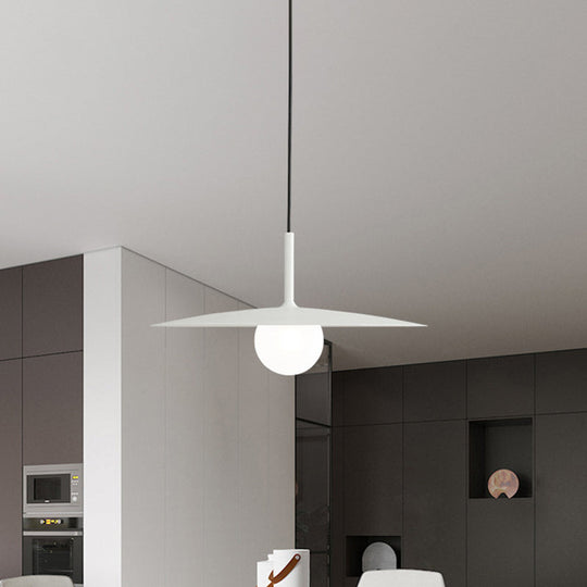 Modern Nordic Hanging Pendant Light with Milk Glass Shade - Single Bulb Ceiling Fixture in Black/Grey/White, 10"/12.5" Width