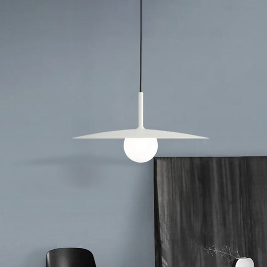 Modern Nordic Hanging Pendant Light with Milk Glass Shade - Single Bulb Ceiling Fixture in Black/Grey/White, 10"/12.5" Width