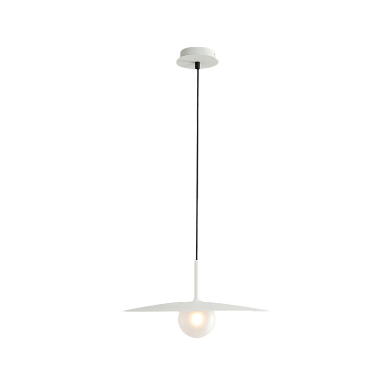 Modern Nordic Hanging Pendant Light with Milk Glass Shade - Single Bulb Ceiling Fixture in Black/Grey/White, 10"/12.5" Width