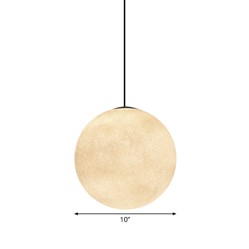 Romantic Modern 1-Light White Glass Moon Pendulum Ceiling Hang Lamp, 10"/12"/16" Wide