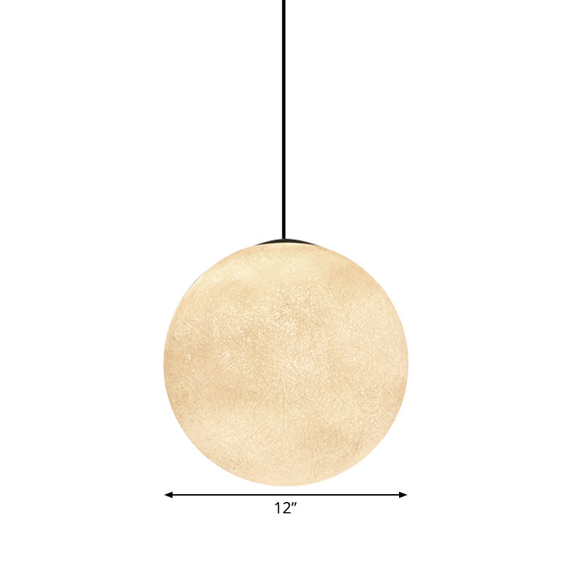 Romantic Modern 1-Light White Glass Moon Pendulum Ceiling Hang Lamp, 10"/12"/16" Wide
