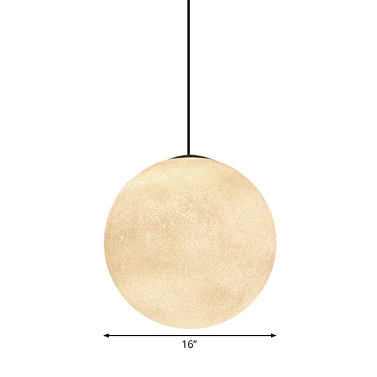 Romantic Modern 1-Light White Glass Moon Pendulum Ceiling Hang Lamp, 10"/12"/16" Wide