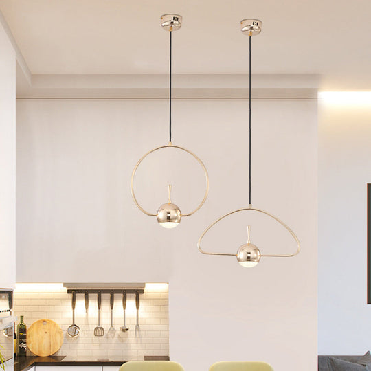 Rose Gold LED Pendant Light with Minimalist Design and Acrylic Dome Shade - Round/Triangle/Rectangle Shape
