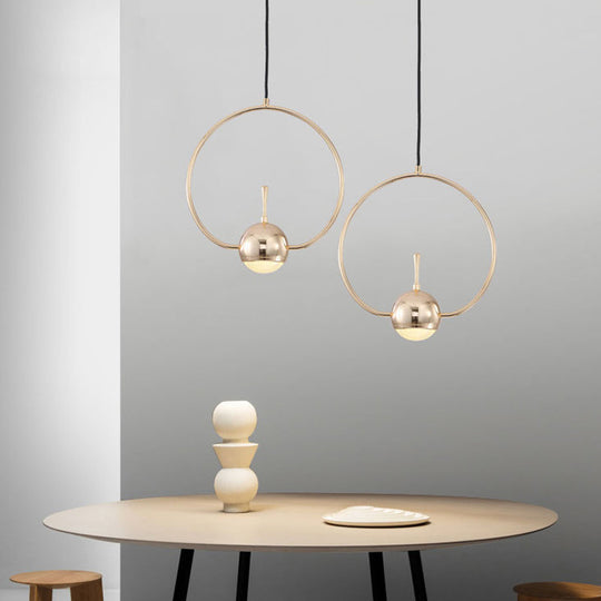 Rose Gold LED Pendant Light with Minimalist Design and Acrylic Dome Shade - Round/Triangle/Rectangle Shape