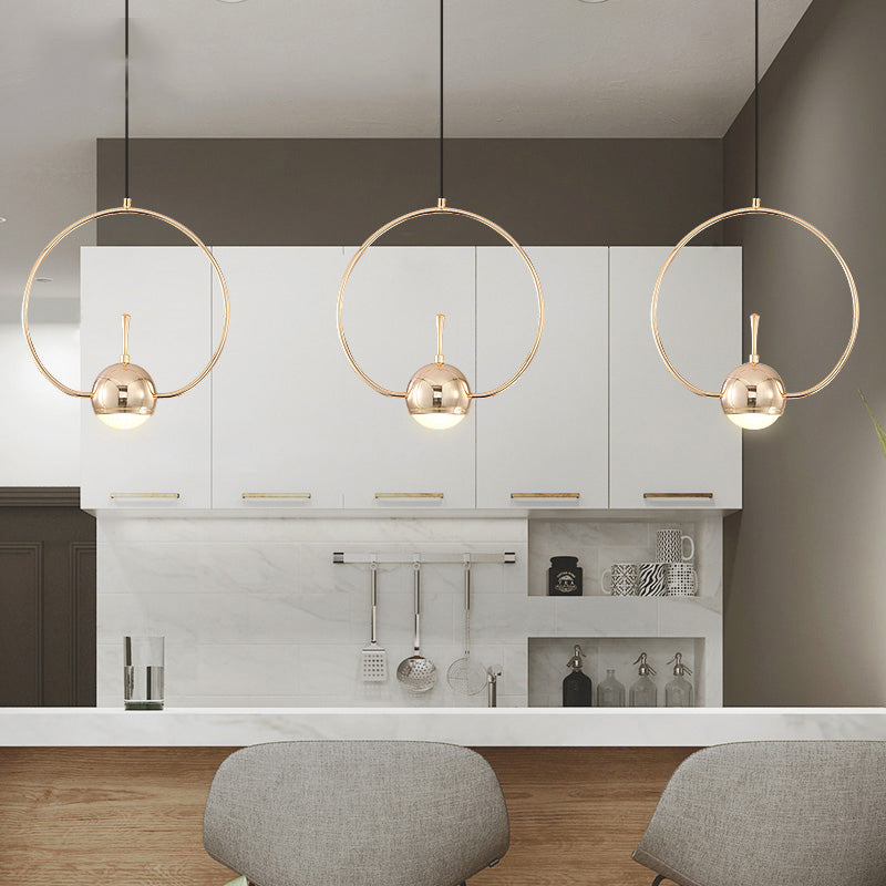 Rose Gold LED Pendant Light with Minimalist Design and Acrylic Dome Shade - Round/Triangle/Rectangle Shape
