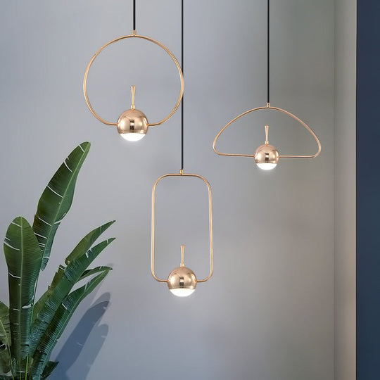 Rose Gold LED Pendant Light with Minimalist Design and Acrylic Dome Shade - Round/Triangle/Rectangle Shape
