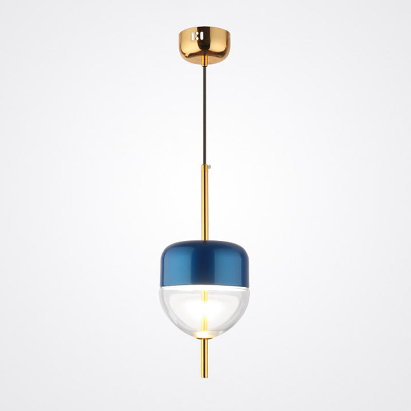 Postmodern 1-Light Blue Jar Pendant Ceiling Light with Clear Glass Shade