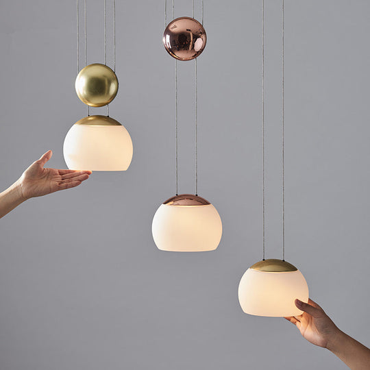 Frosted Glass Pendant Light Kit - Postmodern Rose Gold/Gold Ceiling Hang Light