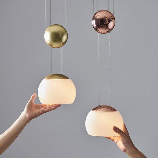 Frosted Glass Pendant Light Kit - Postmodern Rose Gold/Gold Ceiling Hang Light