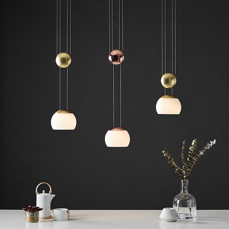 Frosted Glass Pendant Light Kit - Postmodern Rose Gold/Gold Ceiling Hang Light
