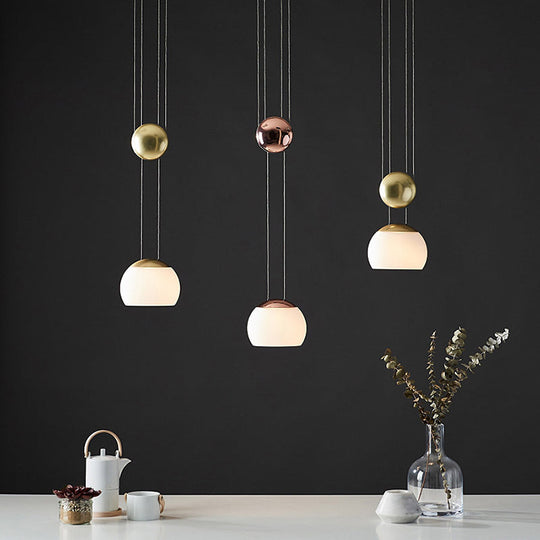 Frosted Glass Pendant Light Kit - Postmodern Rose Gold/Gold Ceiling Hang Light