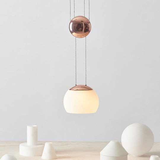 Frosted Glass Pendant Light Kit - Postmodern Rose Gold/Gold Ceiling Hang Light