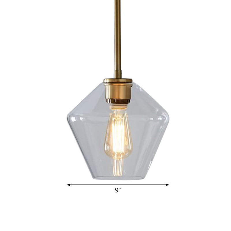 Postmodern Gold Pendant Light: Clear Glass, Restaurant Hanging Ceiling Fixture