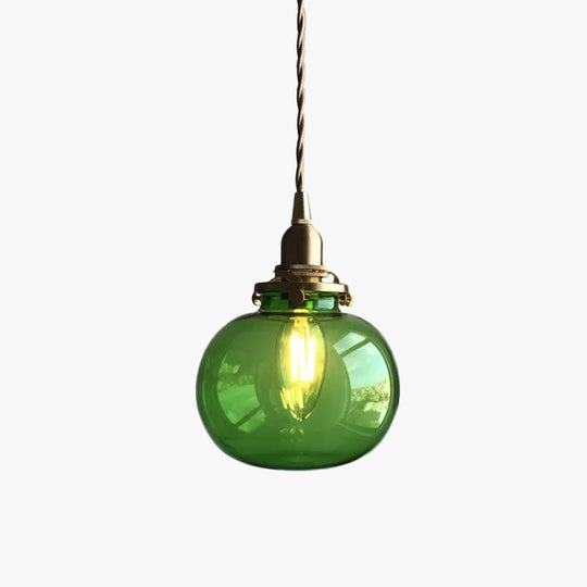 Modern Brass Elliptical Pendant Lamp with Blue/Clear/Green Glass - Ideal for Dining Room Ceiling
