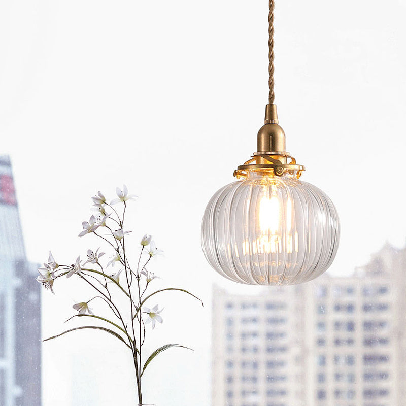 Modern Brass Elliptical Pendant Lamp with Blue/Clear/Green Glass - Ideal for Dining Room Ceiling