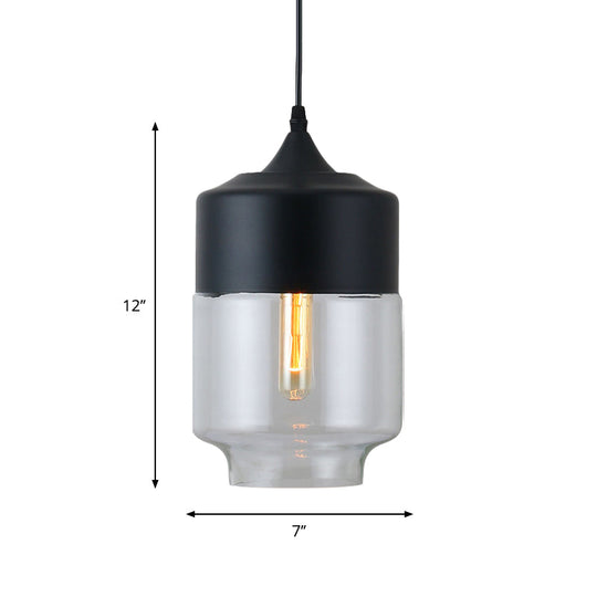 Modern Black Pendant Lamp with Clear Glass Shade - Ideal for Restaurants (1 Light)