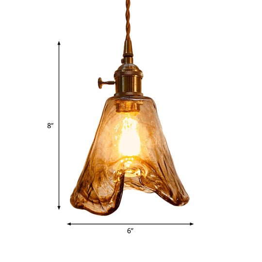 Modern Hanging Pendant Light with Amber Alabaster Glass and Brass Down Lighting for Dining Room - Trapezoid/Cone/Cuboid Design