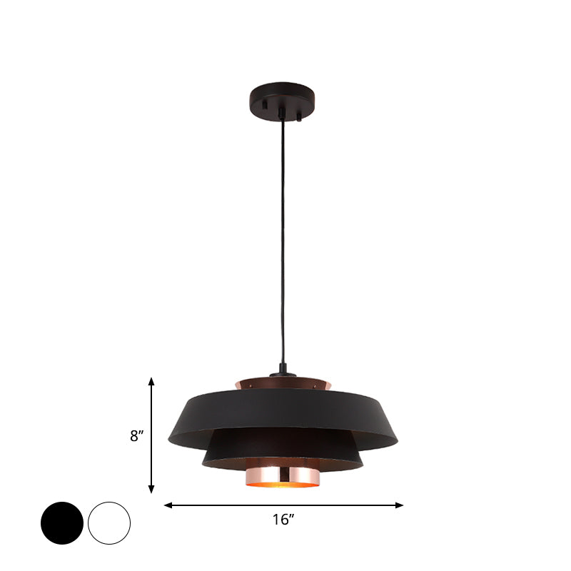 Modern 3-Tier Metal Round Hanging Pendant LED Ceiling Light in Black/White and Rose Gold