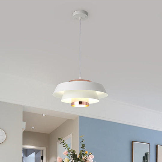 Modern 3-Tier Metal Round Hanging Pendant LED Ceiling Light in Black/White and Rose Gold