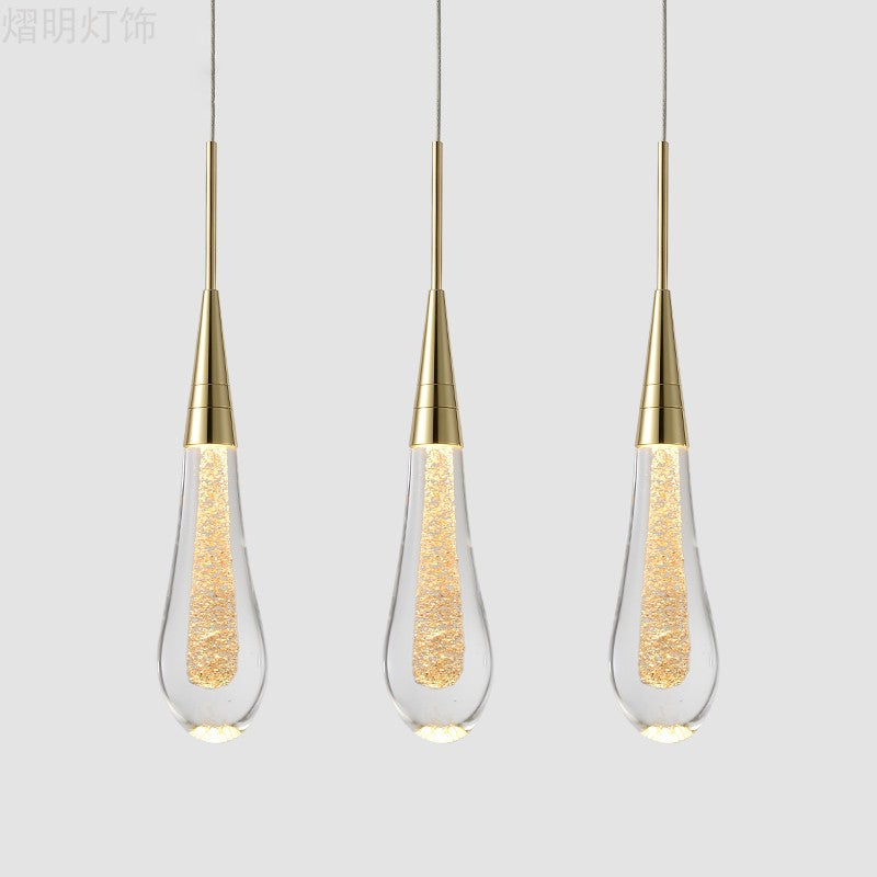 Modern Gold Drop Pendant with Clear Crystal – Stylish 1-Light Ceiling Lamp for Dining Room