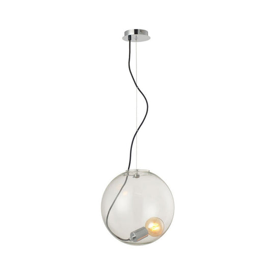 Sleek 8"/10"/12" Clear Glass Sphere Dining Room Hanging Light - Single Bulb Ceiling Pendant