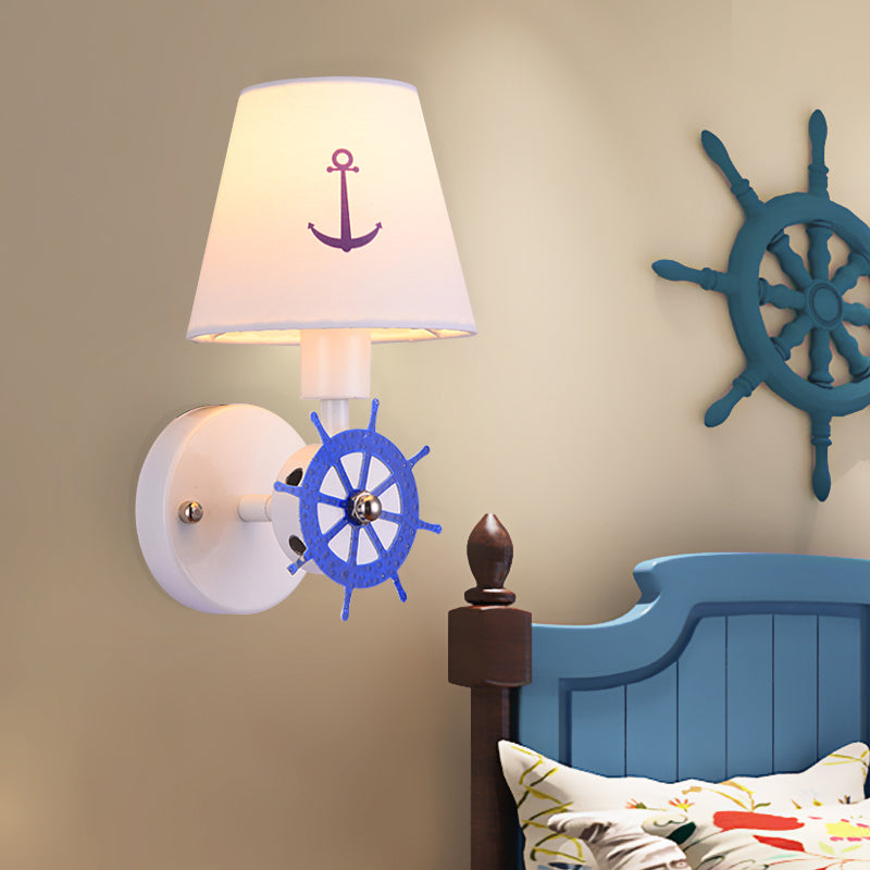 White Seaside Anchor Wall Sconce for Kids' Bedroom