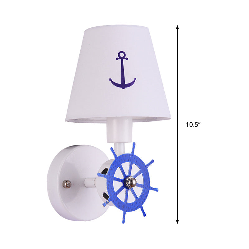 White Seaside Anchor Wall Sconce for Kids' Bedroom