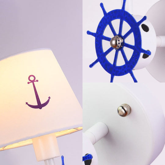 White Seaside Anchor Wall Sconce for Kids' Bedroom