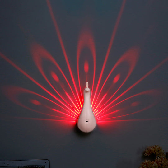 Peacock Night Light - Creative Animal LED Wall Light for Hallway & Child's Bedroom