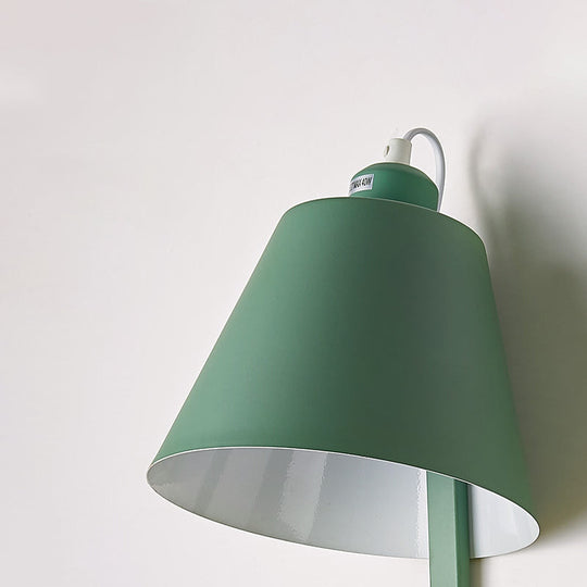 Modern Metal Cone Wall Sconce with Shelf - Bedroom Wall Lamp